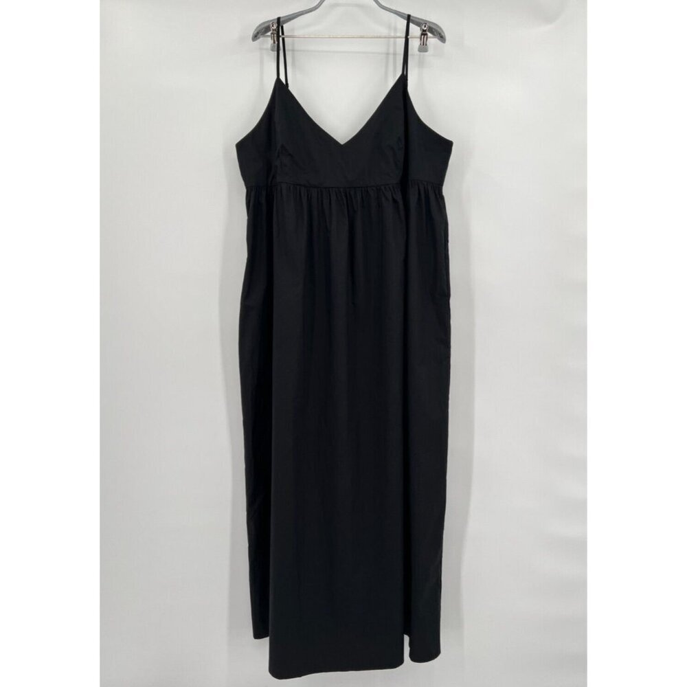 Quince Women's Black Organic Cotton Sleeveless Maxi Dress sz XS NWT Pockets - Picture 2 of 7